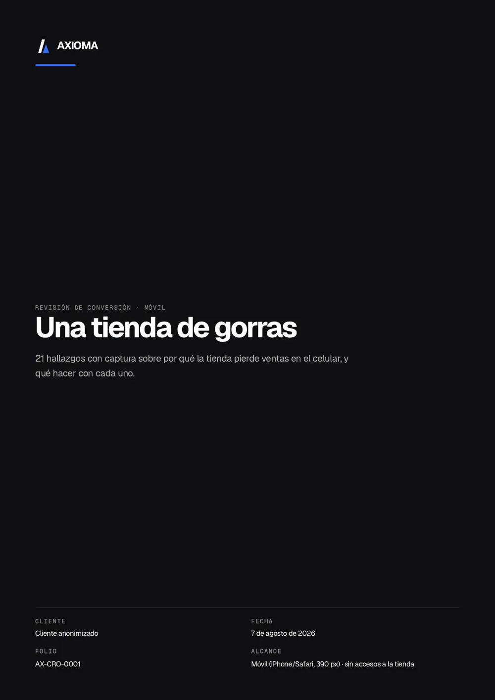 Portada de una Revisión CRO entregada