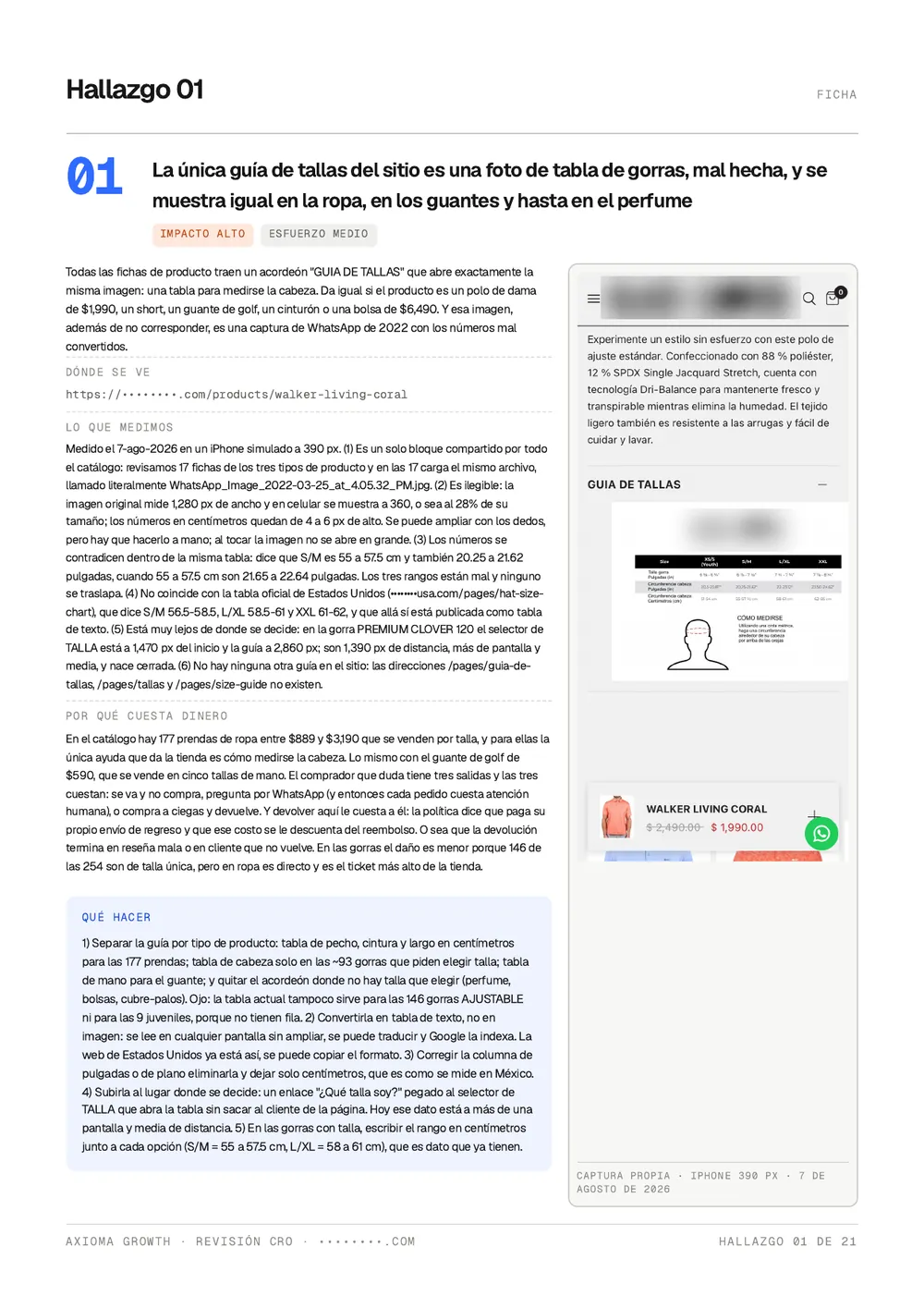 Hallazgo 01, con su captura y su fix